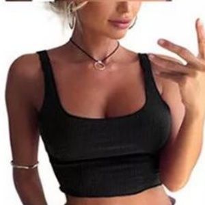 White Ribbed Crop-top Tank. NWT. XS/S. Imported